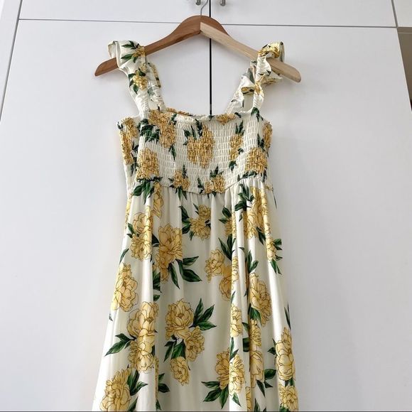 Agua Bendita Leandra Voila Dress Deco Yellow Floral Maxi Smocked Ruffle Shopbop - Picture 13 of 15